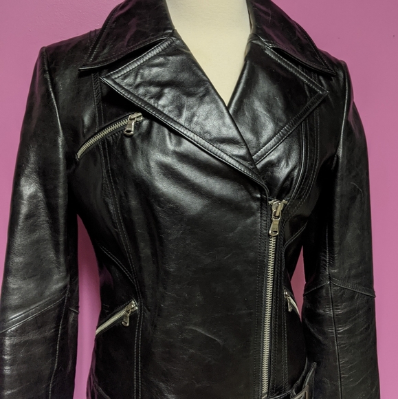 Express Genuine Leather Motorcycle Jacket - Picture 4 of 8